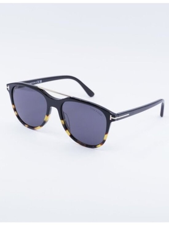 Tom Ford FT1098 05A Damian-02 Sunglasses Black Aviator Frame, Smoke Lenses